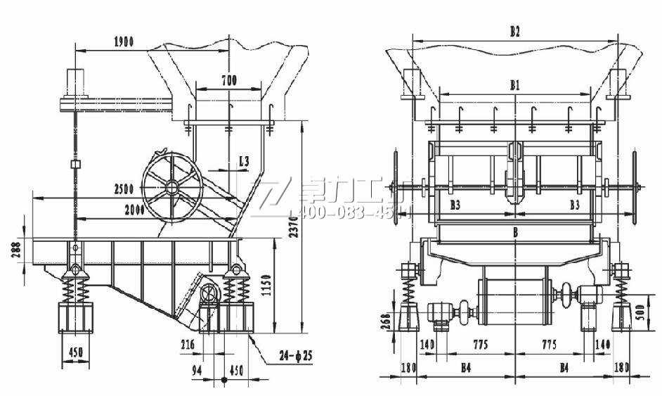 GZM型振動(dòng)給料機(jī)(雙閘門(mén)安裝圖)