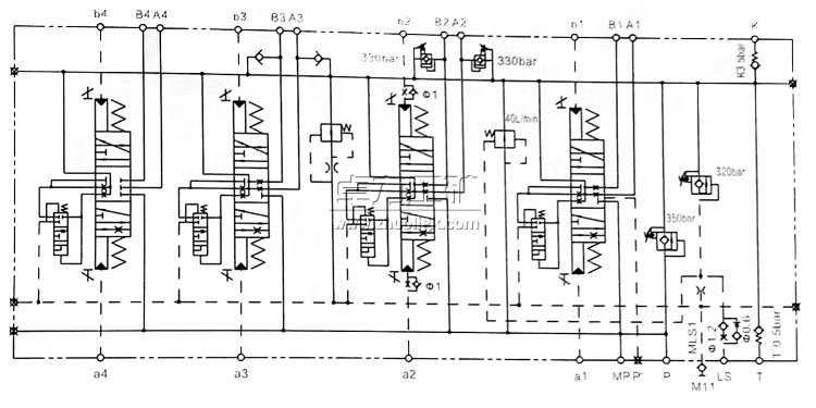 LT-M7-1577全負(fù)載敏感多路換向閥液壓原理圖